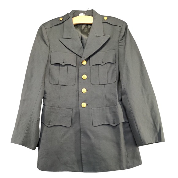 U.S. Army Men's Serge Green Coat Green Size 36 PolyWool Blend Uniform Military - Picture 1 of 13